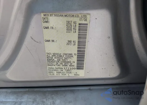 2016 Nissan Altima 2.5 S z USA, uszkodzony, nr VIN 1N4AL3AP0GN372109